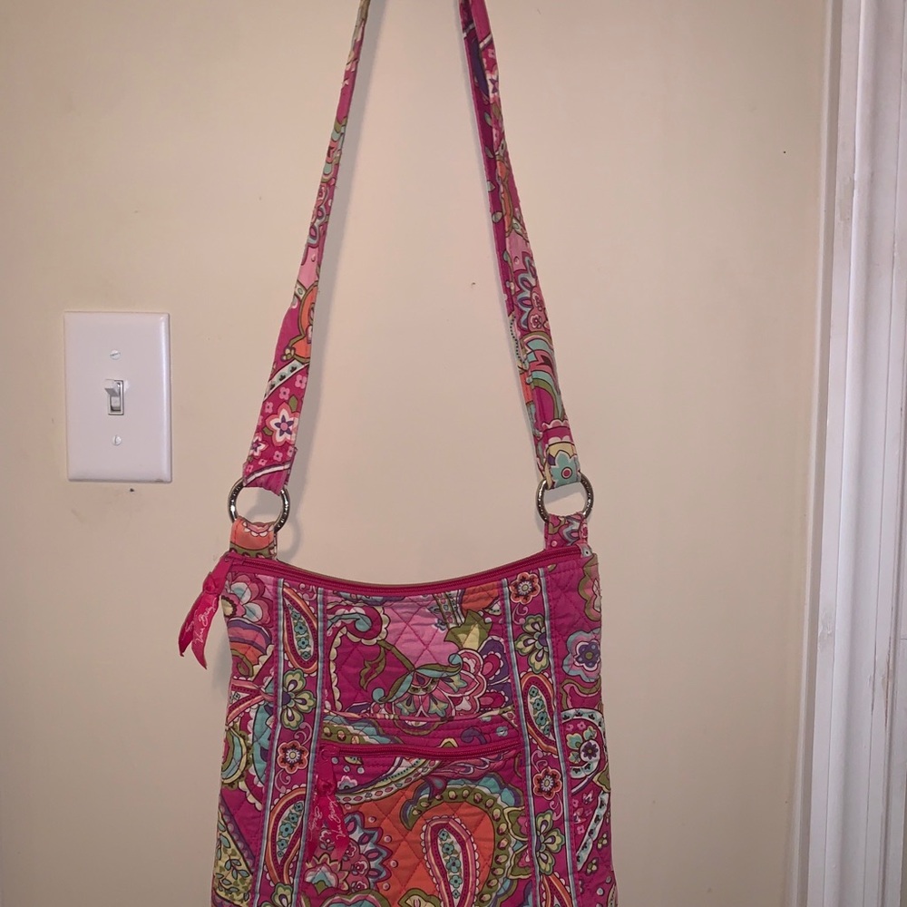 Vera Bradley Crossbody Hipster Bag Retired Clementine Orange Pink Swirls Cancer